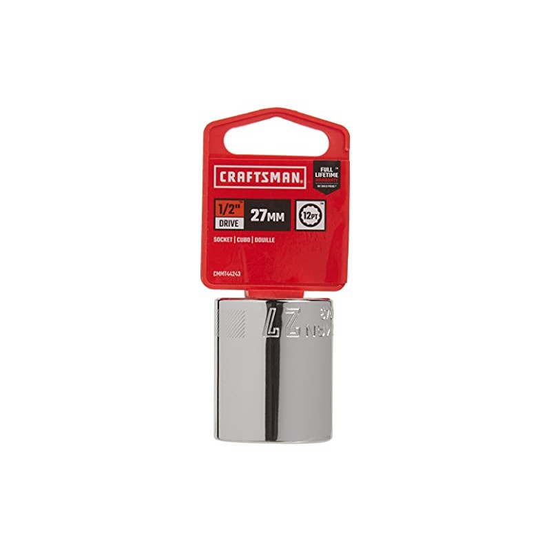 CRAFTSMAN Shallow Socket, Metric, 1/2-Inch Drive, 27mm, 12-Point (CMMT44243)