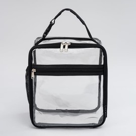 A.TO.Z. MONS Clear Lunch Bag Transparent, Reusable Lunch Box/Clear Tote Bag for Work, Picnic, Security Check (Small)_Black