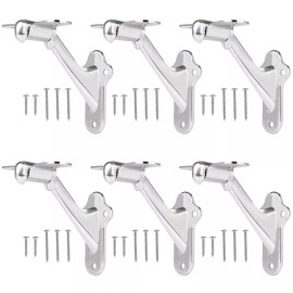 RealPlus 6 Handrail Bracket, 3" Staircase Hand Rail Brackets for Stair Railing - Brushed Nickel