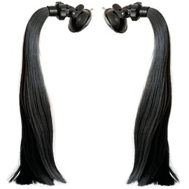 3T-SISTER Pigtails for Helmets Works on Matte Helmets Hair Decoration for Motorcycle Bike Bicycle 2PCS 14inch (Helmet not Included)… (Black)