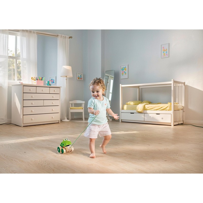 Hape Frog Pull-Along | Wooden Frog Fly Eating Pull Toddler