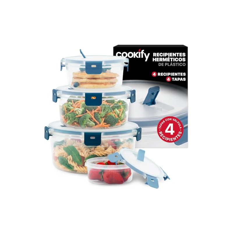 Set de Recipientes Apilables de Plástico para Alimentos con Tapas