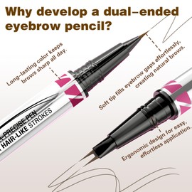 2-in-1 Dual-Ended Microblading Augenbrauenstift, Augenbrauenstift Wasserfest, Wasserfest zum Gestalten natürlicher Augenbrauen, Eyebrow Pencil mit Pinsel, Langanhaltend wie echt (Braun)