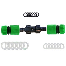 YAAVAAW Hose Pipe Extension Connector Kit for Join Garden Hosepipe (with 1Pcs Quick Release Inline Tap Shut-Off Valve+ 2Pcs 1/2" Hose End Quick Connectors) Compatible with Hozelock