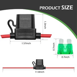 2PCS Fuse Holder, Inline 12V 18AWG Car Gauge Inline Fuse with 10A ATC/ATO Standard Fuses for Automotive, Marine Lighting (12AMG)