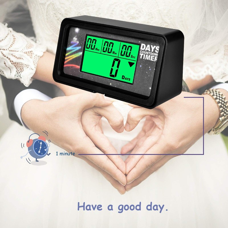 Jayron Backlight Digital 9.999 Tage Countdown-Timer Großes LCD-Display Countdown für
