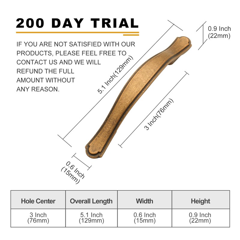 AOOTOCH 10 Pack Antique Brass Cabinet Pulls 3 Inch Kitchen