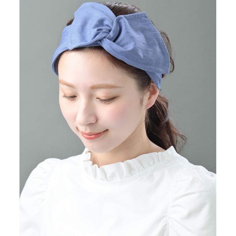 Vingtaine H7547-BL- Hair Band, Dungaree, Asymmetric, Denim Style, Ribbon, Simple,