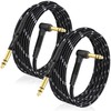 TONTONE 1/4 Inch TRS Cable Right Angle to Straight 2-Pack