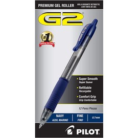 PILOT G2 Premium Refillable & Retractable Rolling Ball Gel Pens, Fine Point, Navy Blue Ink, 12-Pack (31187), 1 Pack