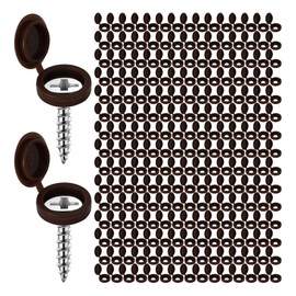 Runseaway 150Pcs Dark Brown Plastic Screw Covers, Hinged Screw Cover Caps, Hinged Fold Over Caps Dust Washers Snap Flip Tops for Screw Protection