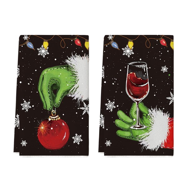 Artoid Mode Xmas Ball Wine Christmas Kitchen Towels Dish Towels,