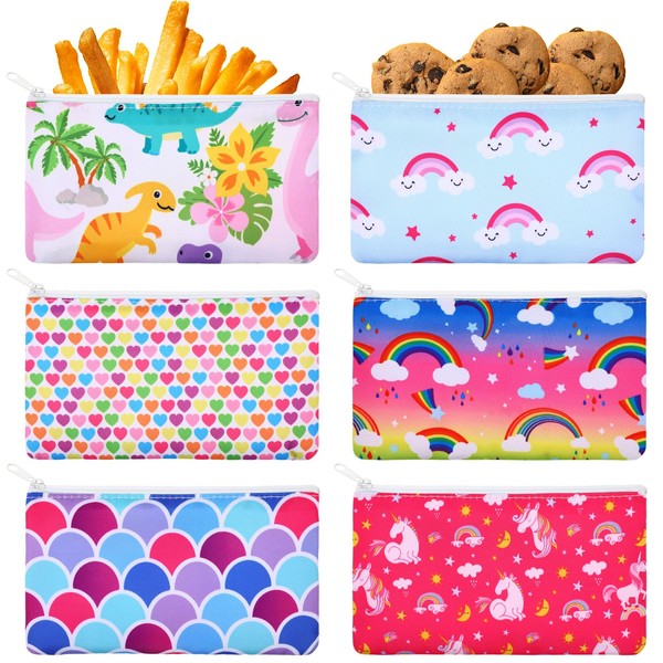 Yaomiao 6 Pieces Reusable Snack Bags Kids Food Safety for