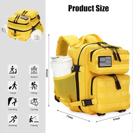 9L Mini Tactical Backpack for Men and Women, Tactical Backpack Small for Hiking, Small Tactical Bag（Yellow）