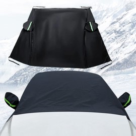 Miytsya Pack-1 Car Windshield Snow Cover, with Side Mirror Covers, Full Coverage Frost Cover, Snow and Rain Windshield Cover, Universal for Most Cars (94.5" x 65" #Black)