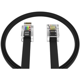 AmzDeals 2-Pack 4 Feet Black Telephone Cable 6P4C RJ11 Male to Male, Made in USA Pro Grade Phone Line Cord