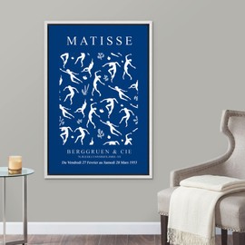 SIGNLEADER Framed Canvas Print Wall Art Blue Nude Dancers by Henri Matisse Classic Vintage Illustrations Fine Art Decorative Retro Multicolor Boho for Living Room, Bedroom, Office - 24"x36" White