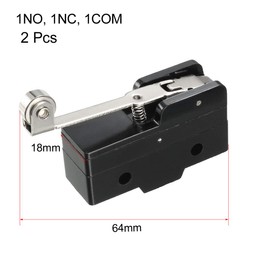 uxcell 2PCS Z-15GW2-B 1NO 1NC Long Hinge Roller Lever Micro Action Switches