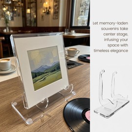 Smallan Acrylic Book Display Stand Clear Easel Stand, Plate Display Stands, Acrylic Book Easel for Displaying Books, Picture, Notebooks, Platter, Photo, Artworks (Clear 01, 8.7 x 8.2 x 4.9 inch)