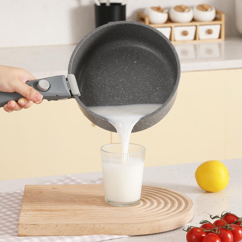 Vkoocy Gray Non Stick Pot and Pan Set with Removable