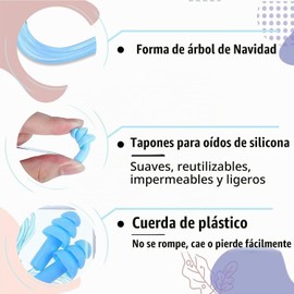 Tapones para Oídos de Silicona para Natación, 8 Pares Tapones para Oídos, Tapón Auditivo con Cable con Caja, para Dormir, Nadar, Viaje, Reducción Del Ruido, Earplugs, Cómodos y Portátiles