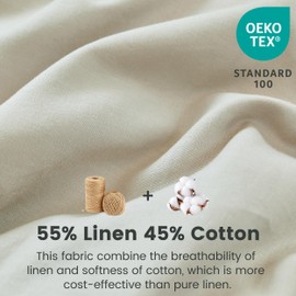 Simple&Opulence Ruffled Linen Cotton Duvet Cover Set 3Pcs, Soft Breathable Bedding Set with Romantic Ruffle Trim (1 Duvet Cover & 2 Pillowcases) – Khaki, Queen Size