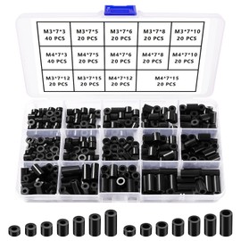 YIXISI 320 Pieces Plastic Round Spacer Kit, for M3/M4 Screws, Spacers Without Thread Columns, OD 7 mm, Black