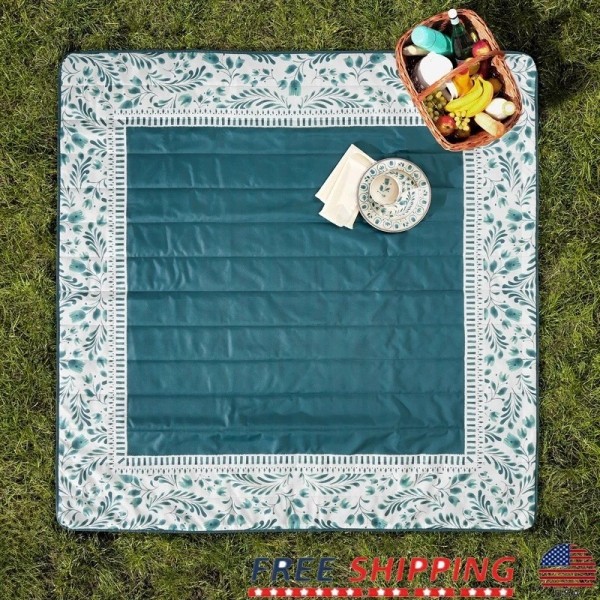 Unbranded Reversible Picnic Blanket Water Repellent Lightweight Outdoor Mat Carry