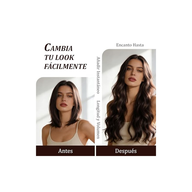 Extensiones de Cabello con Clip Invisibles, Juego de 2 Piezas