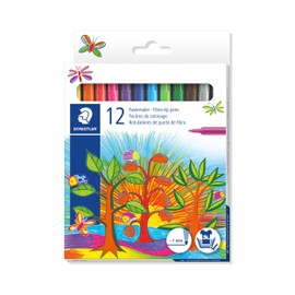 STAEDTLER 325 C12 Fibre-Tip Colouring Pen, Fine Line Width - Assorted Colours (Pack of 12)