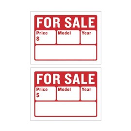 Car for Sale Sign for Auto Sales - 9" x 12" (2-Line), 2PC Bulk Pack