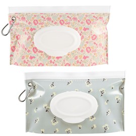 SANNIX Wet Wipes Bag for Babies - 2 Reusable Portable Boxes for On the Go (Flowers)