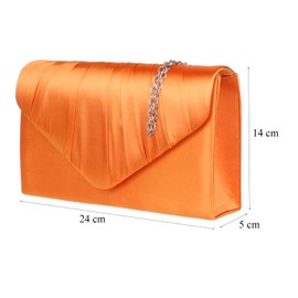 Girly Handbags Women's Satin Pleated Clutch Bag, orange