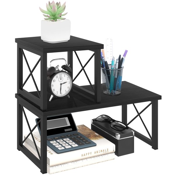 ELITEROO Wood Desktop Shelf, Freestanding Small Bookshelf Dorm Supplies Organizers,