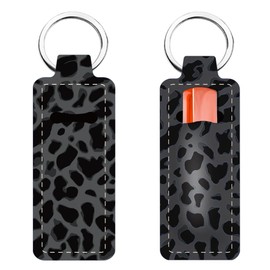 FREEBLOSS 2Pcs Chapstick Holder Keychain Leopard Lip Balm Keychain Holder Chap Stick Holder with Clip Chapstick Key Chain Holder Lip Balm Sleeve Pouch Lipstick Lip Gloss Holder for Women Gift