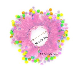 Bobo Rainbow 2-PC Pet Birthday Party Costume-Puppy Pink Adjustable Collar Saree with Colorful Balls and Cute Star Hat Soft Costume Accessory for Dogs Cats