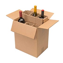 U-Haul Corrugated 6 Bottle Wine Shipping, Moving, & Packing Kit - Includes a 12-1/8” x 9-1/4” x 14-1/2” Box & Corrugated Protection Inserts