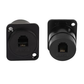 QIANRENON RJ11/RJ9 4P4C Panel Mount Feed-Through Connector CAT3 RJ9 Female-to-Female Telephone Line Through Jack, XLR Panel/D-Type Panel Mount, for IP Telephone Phone Headsets