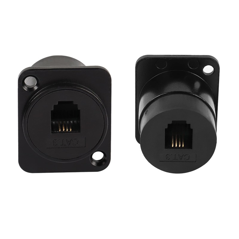 QIANRENON RJ11/RJ9 4P4C Panel Mount Feed-Through Connector CAT3 RJ9 Female-to-Female