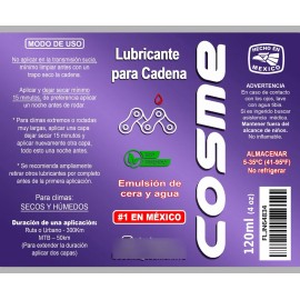 Lubricante Bicicleta Cosme Cera Seco Todos Los Climas 120ml