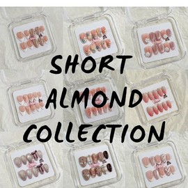 NailHaven| Short Almond Shape Collection - 10 Pcs Handmade Press-On Nails, Cute Acrylic Nails, High Quality, Reusable, Nail Art & Nail Charms:_SA-01 Touch of gray_XS