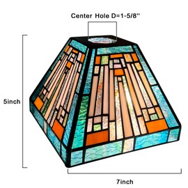 Capulina Tiffany Lamp Shade 7 Inches Wide Accessories Replacement Green Amber Mission Style Stained Glass Lampshade for Hanging Light Chandelier Wall Sconces Accent Lamp
