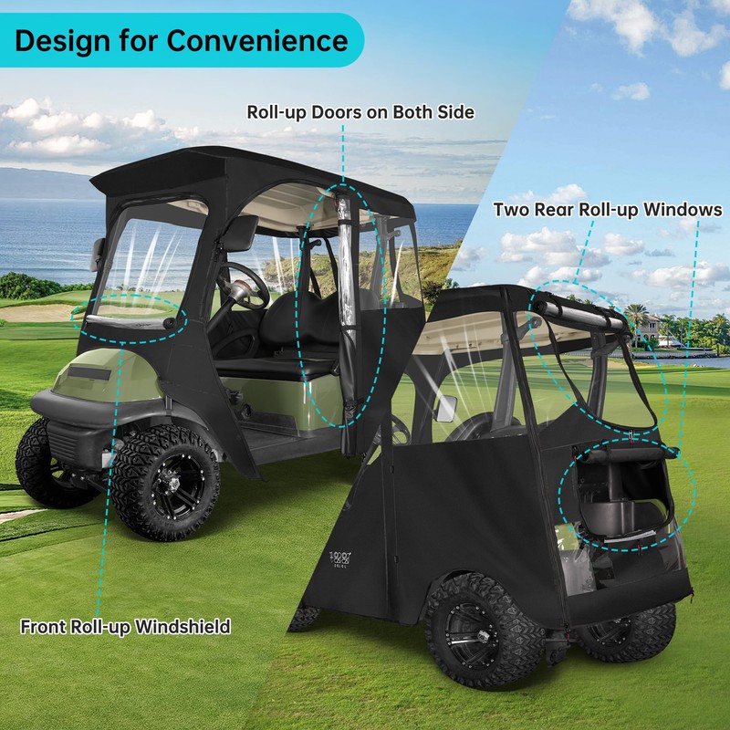 10L0L 2 Passenger Golf Cart Enclosure for Club Car Precedent/Onward/Tempo,