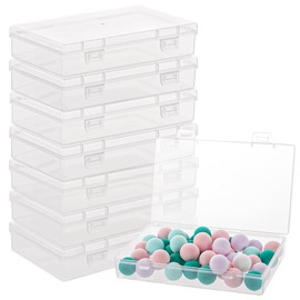 GBACHOOSE Pack of 8 Plastic Boxes, Storage Boxes with Lid, 15.5 x 9.3 x 3 cm, Transparent Plastic Boxes, Document Box, Portable Archive Boxes, Storage for Documents, Scrapbooks, Crafts
