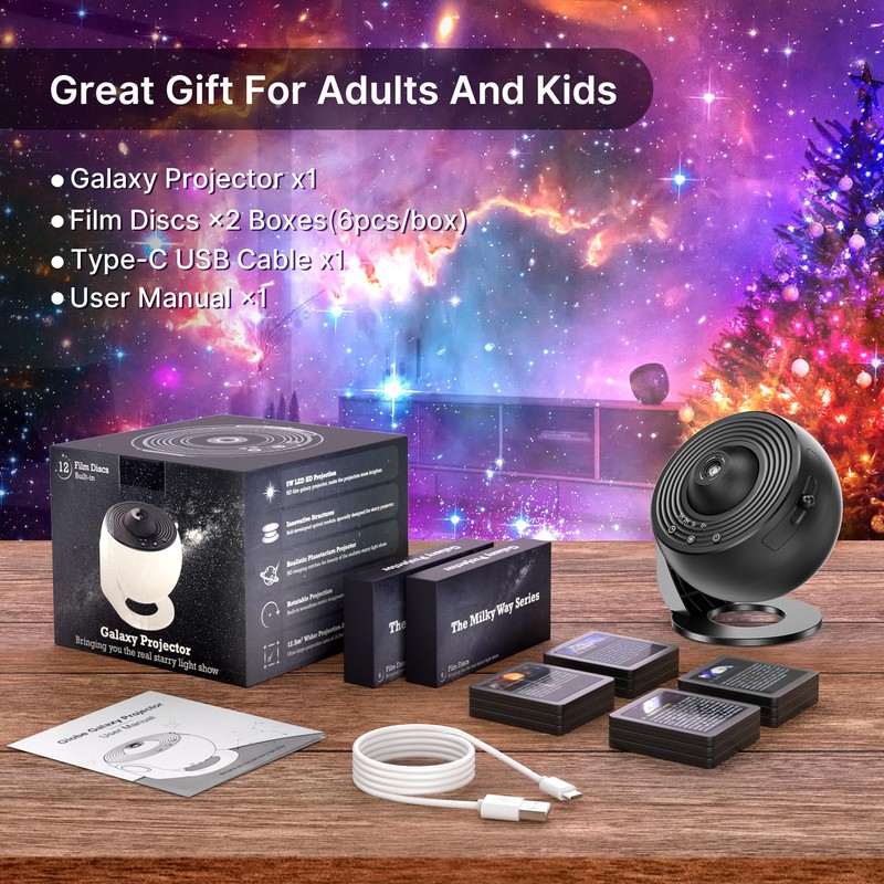 Doraimuni Planetarium Projector for Bedroom, Galaxy Projector with 13 Film