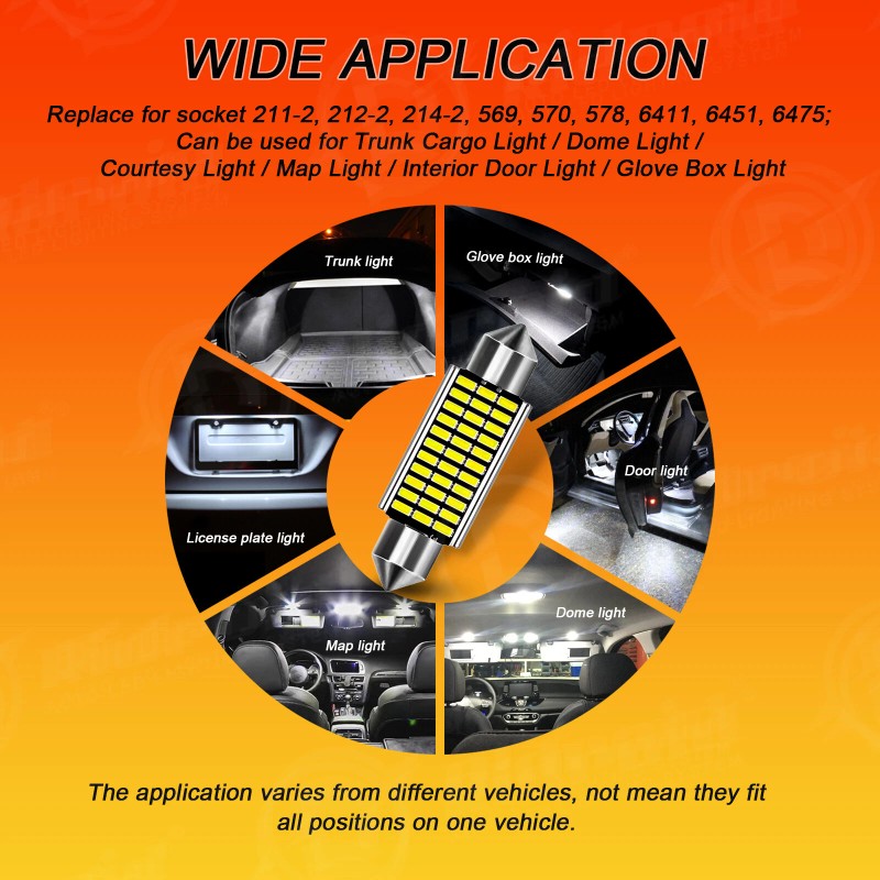 RIDROID 12 x White Interior LED Dome Lights Package For