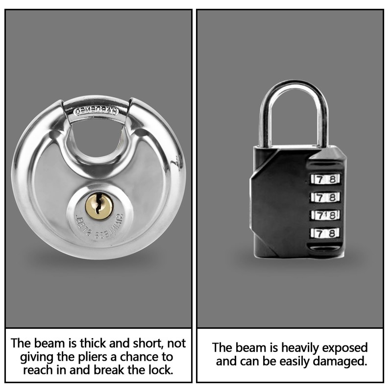 ASelected 70 Mm Stainless Steel Disc Lock Outdoor Heavy Duty