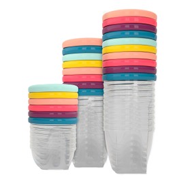 Babymoov Baby Food Jars Set of 24 (6 x 4oz + 6 x 6oz + 12 x 8.45oz) Storage Containers BPA-Free Leakproof Silicone Lids Microwave, Freezer & Dishwasher Safe Baby Registry Essential