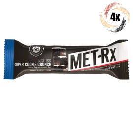 MET-Rx Big 100 Super Cookie Crunch Meal Replacement Energy Bar - 3.52oz, 4x Bars