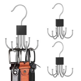 2 Pcs Belt Hanger, Belt Hanger For Wardrobe, Tie Hanger, Clothes Hanger Connector Hooks, for Closet Organizers And Storage For Belt, Bra, Tank Top, Tie, Scarf(Black)